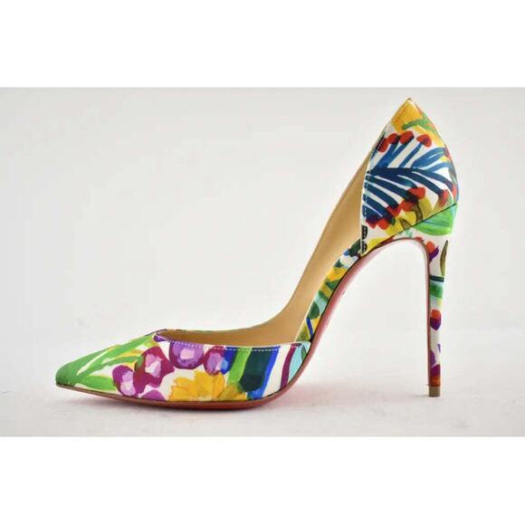 Christian Louboutin Iriza 100 Crepe Satin Fleuri Floral Pointed Toe Heel Pump 35 - Picture 8 of 12
